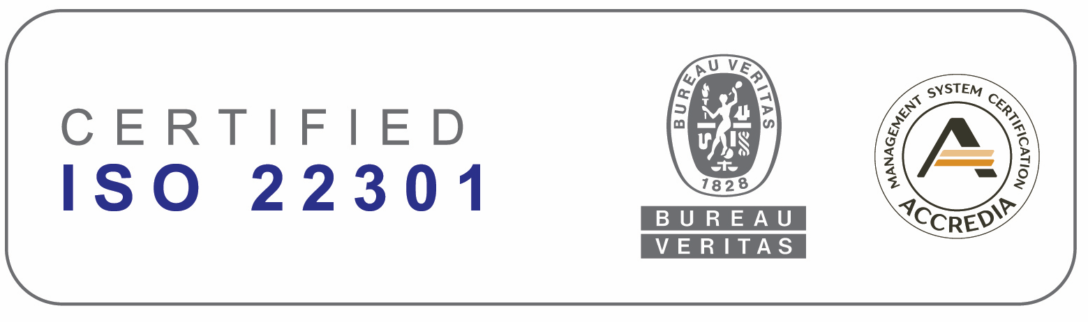 Sistema di gestione ISO/IEC 27001 certificato da Bureau Veritas, con accreditamento ACCREDIA